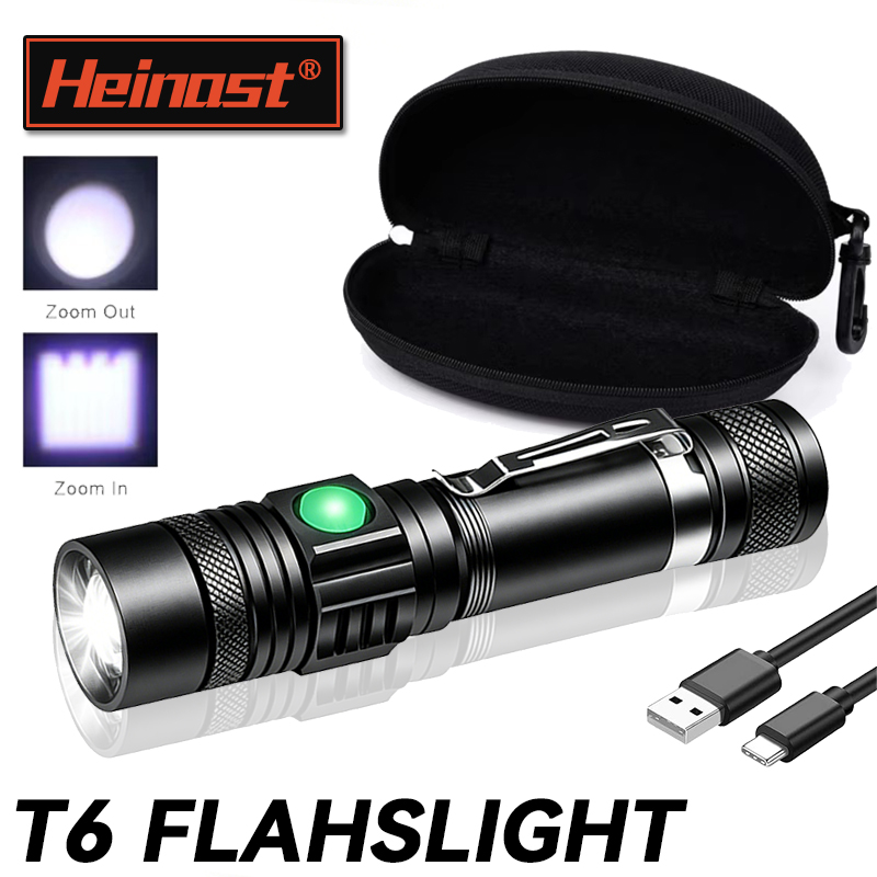Outdoor Hunting Lights - Torcia LED T6 Ricaricabile, Torcia Zoomabile