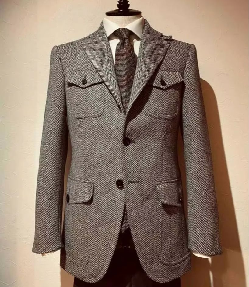 Safari Outdoor Hunting Jackets - Giacca Safari Vintage in Tweed a