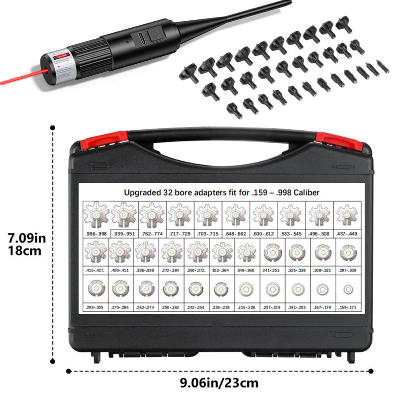 Laser Boresighter Kit - Kit borosigher laser ricaricabile 32 adattatori