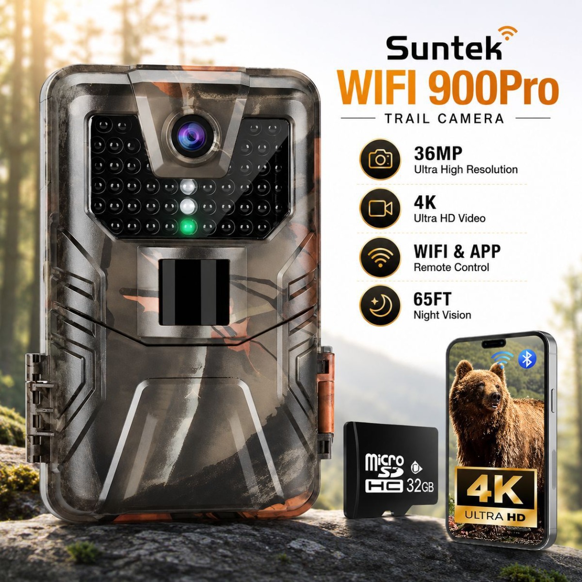 Outdoor Hunting Camera Wifi - Fotocamera da Caccia 4K per Esterni