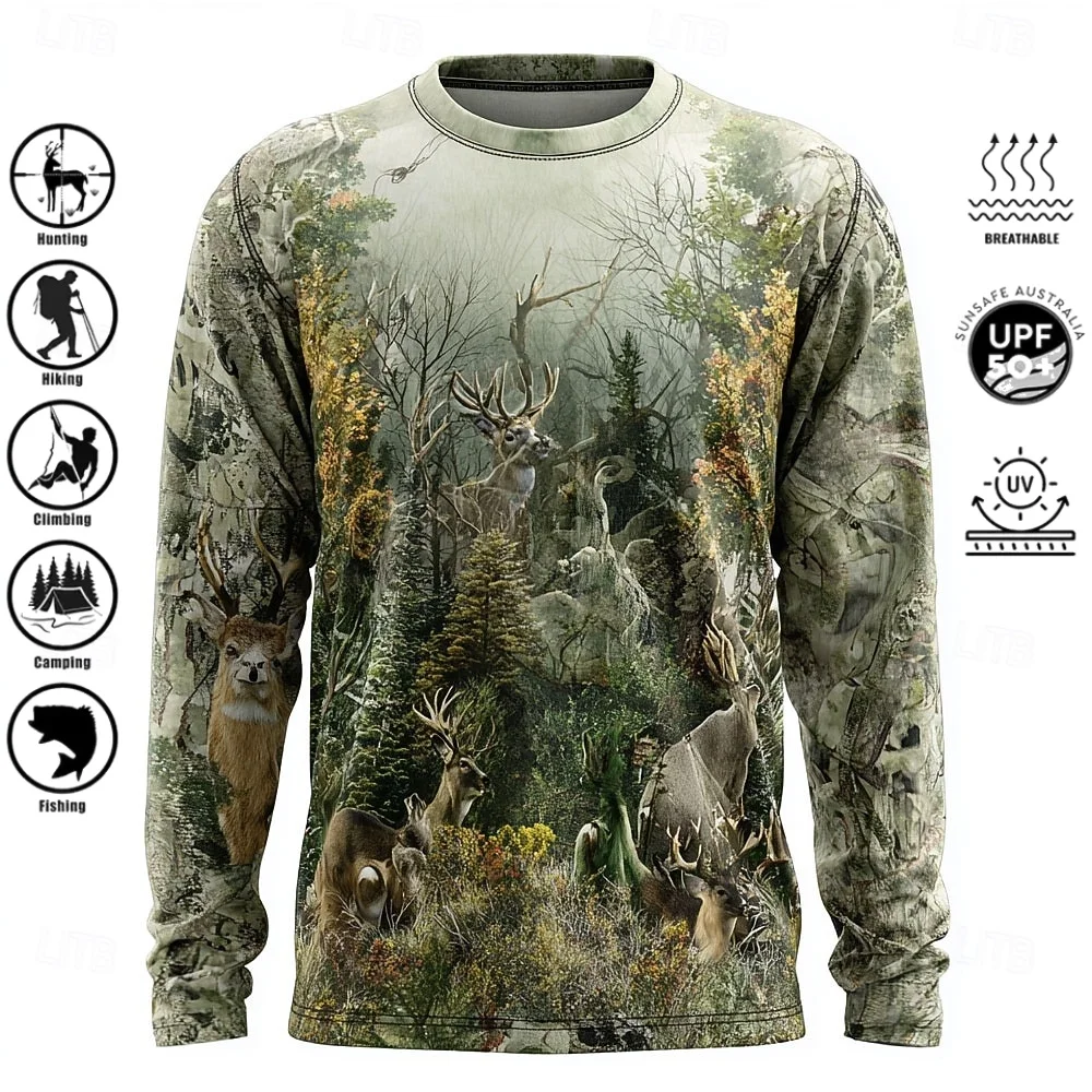 T-shirt da uomo a maniche lung - Outdoor Hunting Prints recensione e prezzo