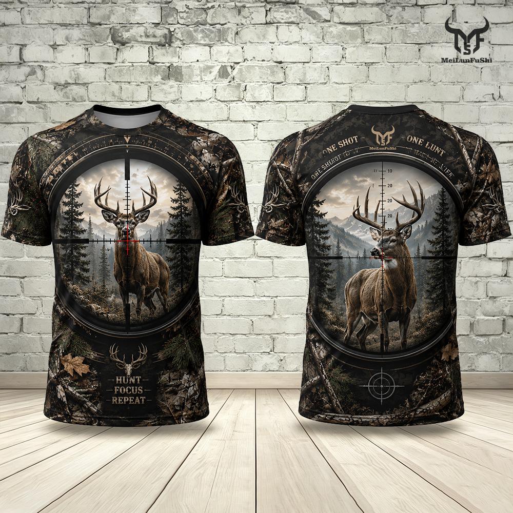 Nuova T-shirt da uomo per cacc - Hunting And Camping In Forest recensione e prezzo
