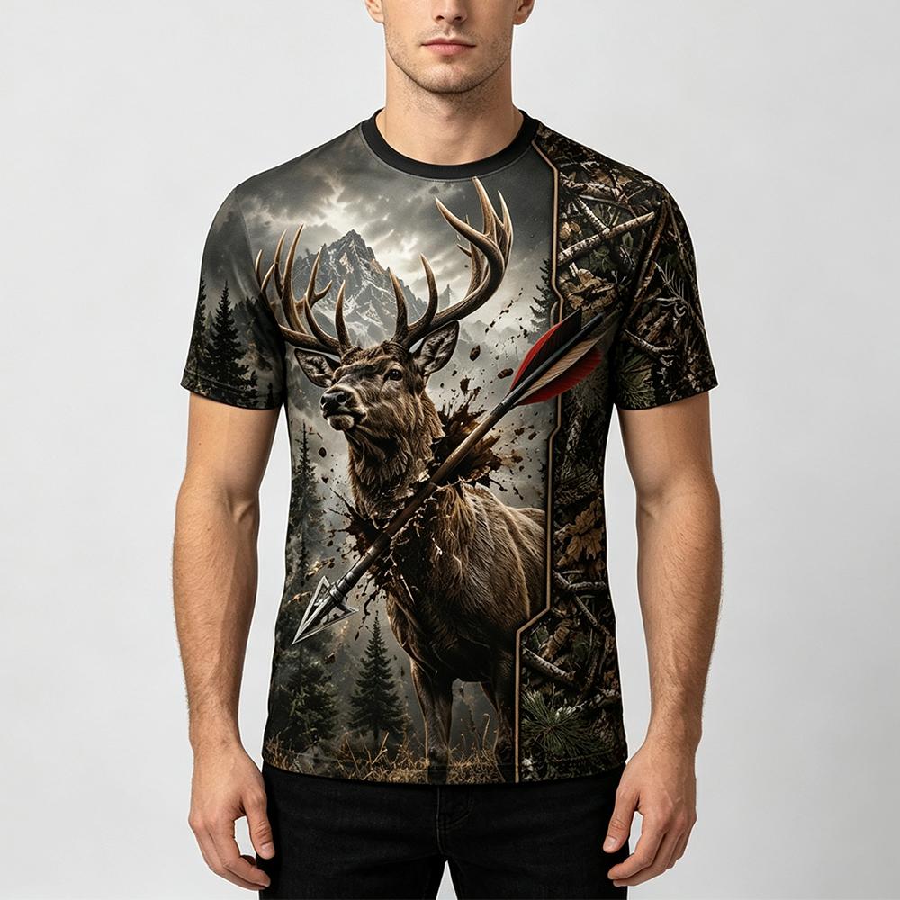Nuova T-shirt da uomo per cacc - Hunting And Camping In Forest recensione e prezzo