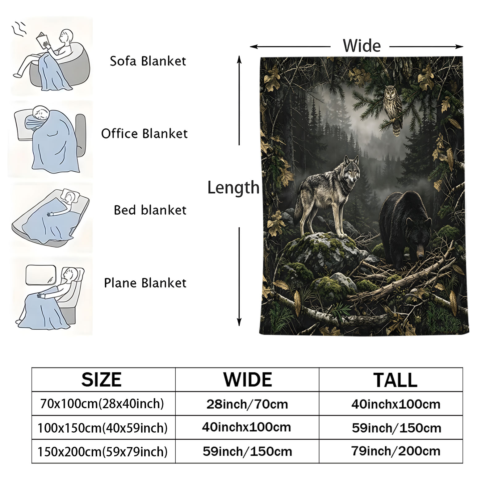 Coperta in flanella con lupo,  - Hunting And Camping In Forest recensione e prezzo