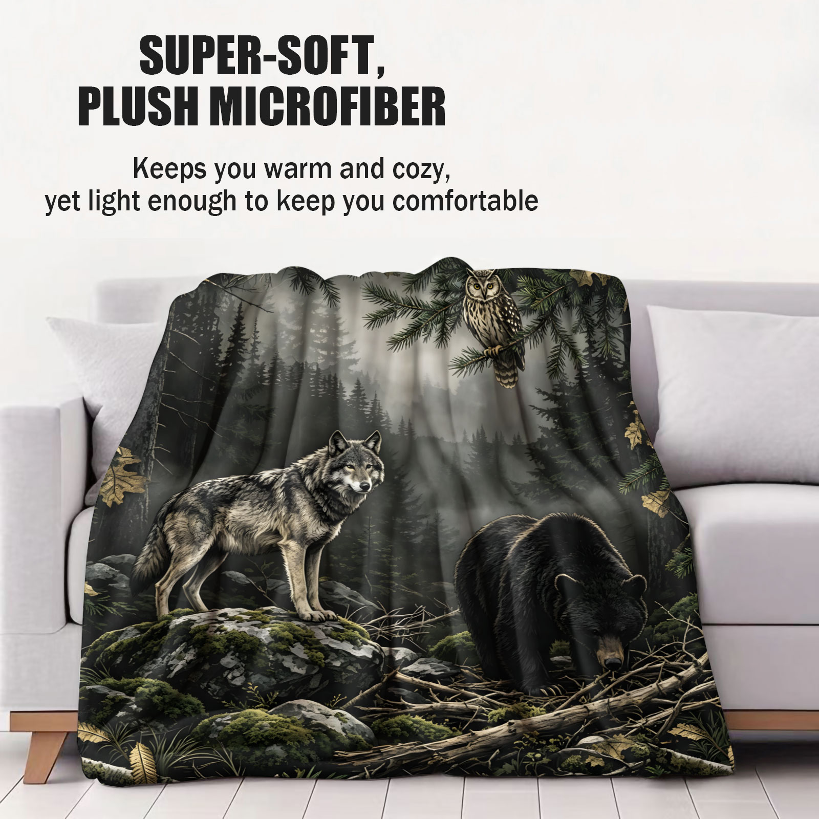 Coperta in flanella con lupo,  - Hunting And Camping In Forest recensione e prezzo